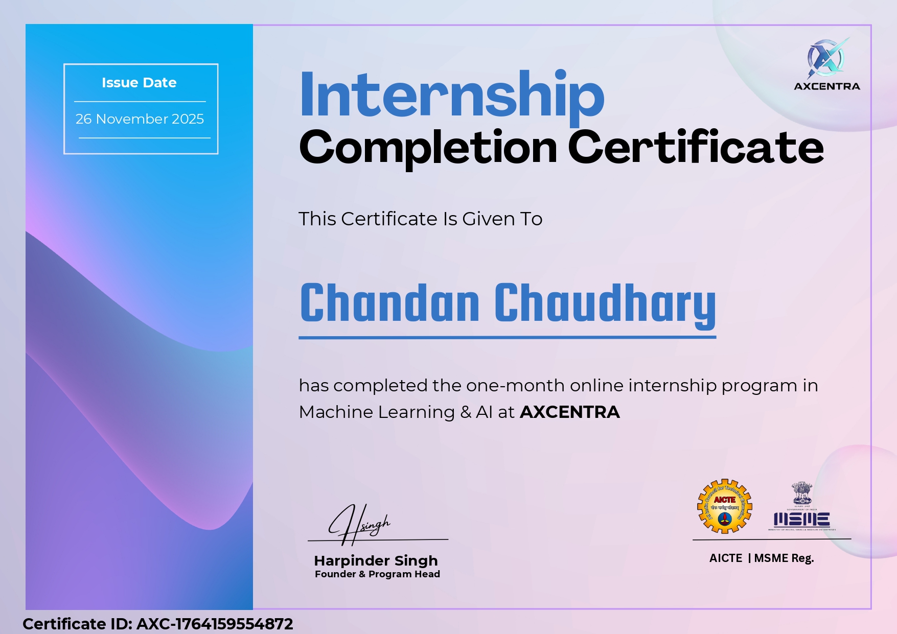 Machine Learning & AI Internship
